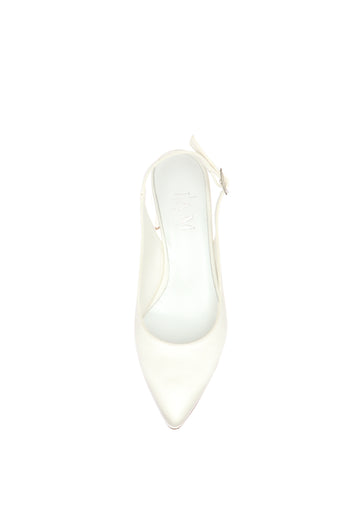 Decolletè sposa aperto al tallone raso bianco seta - 4