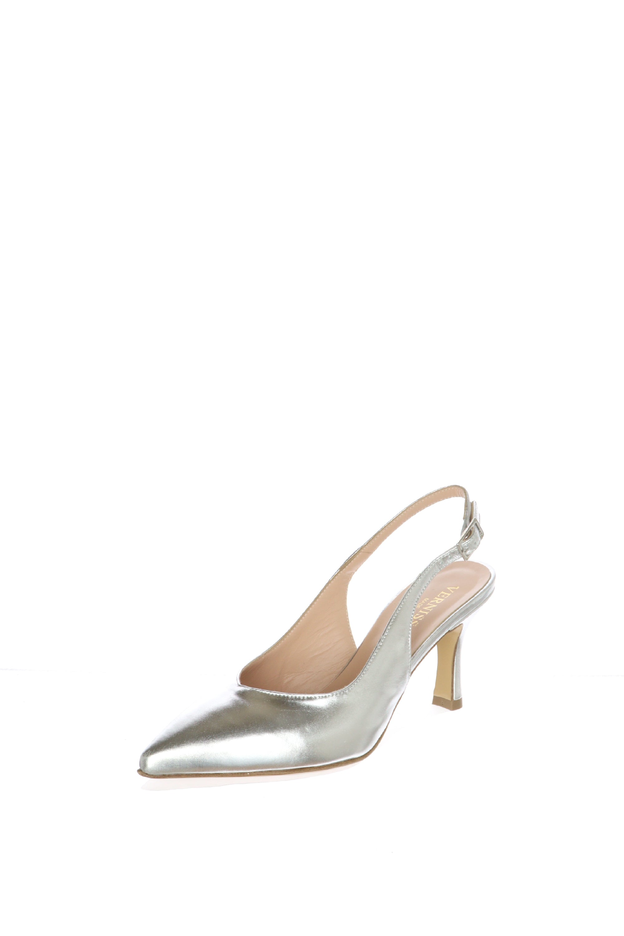 Slingback in pelle laminata argento Soffice Sogno