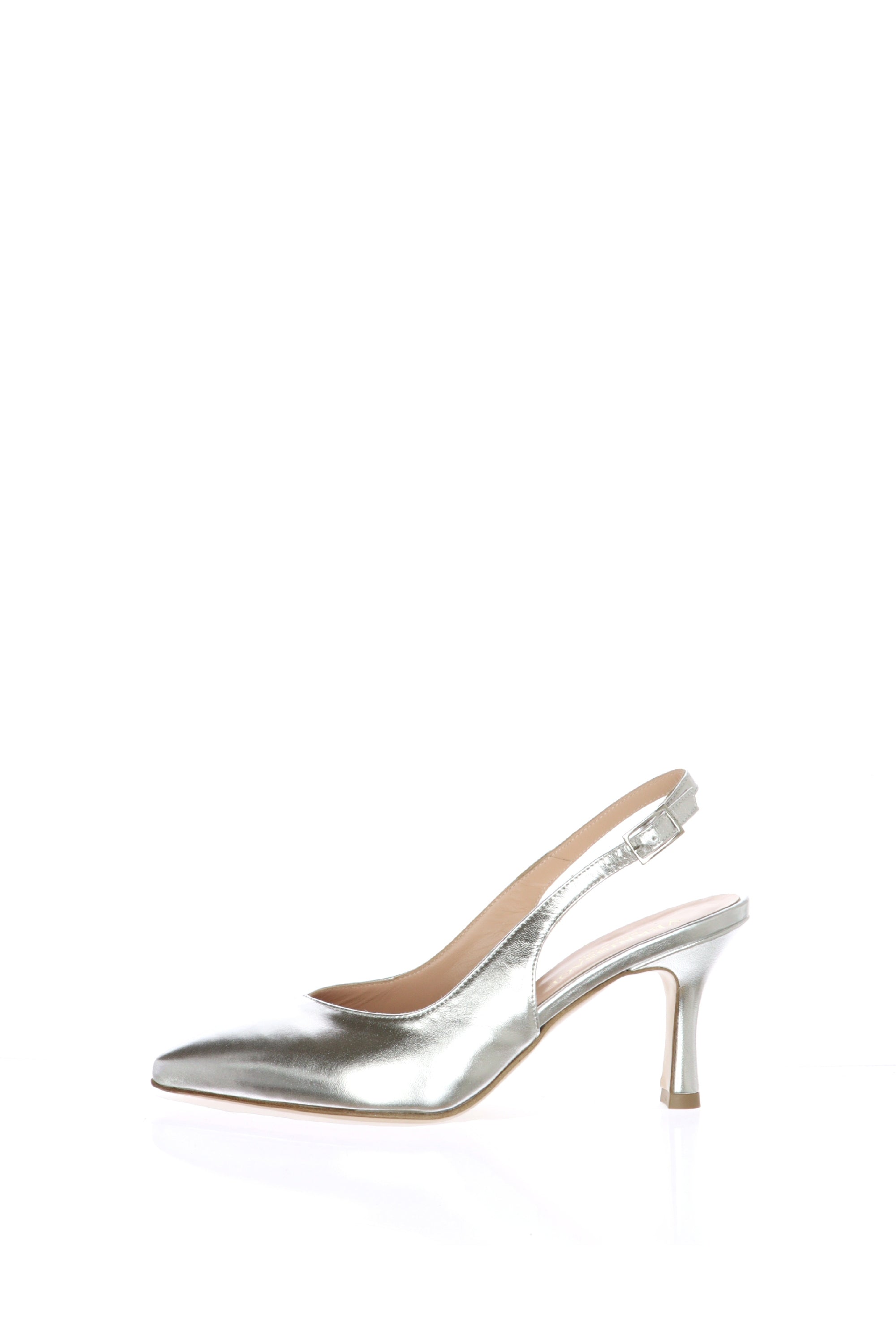 Slingback in pelle laminata argento Soffice Sogno