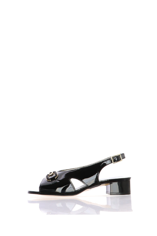 Sandalo in vernice nero con catena tacco basso Soffice Sogno - 1