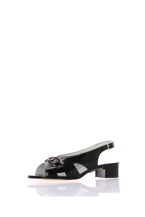 Sandalo in vernice nero con catena tacco basso Soffice Sogno - 2
