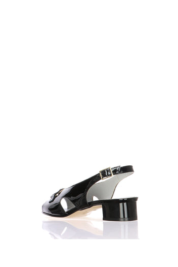 Sandalo in vernice nero con catena tacco basso Soffice Sogno - 5