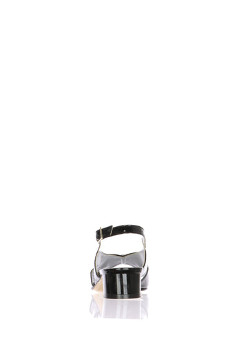 Sandalo in vernice nero con catena tacco basso Soffice Sogno - 6