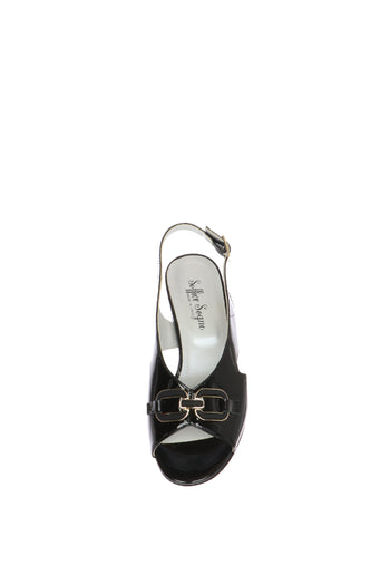 Sandalo in vernice nero con catena tacco basso Soffice Sogno - 3