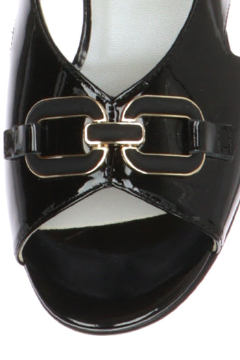 Sandalo in vernice nero con catena tacco basso Soffice Sogno - 4