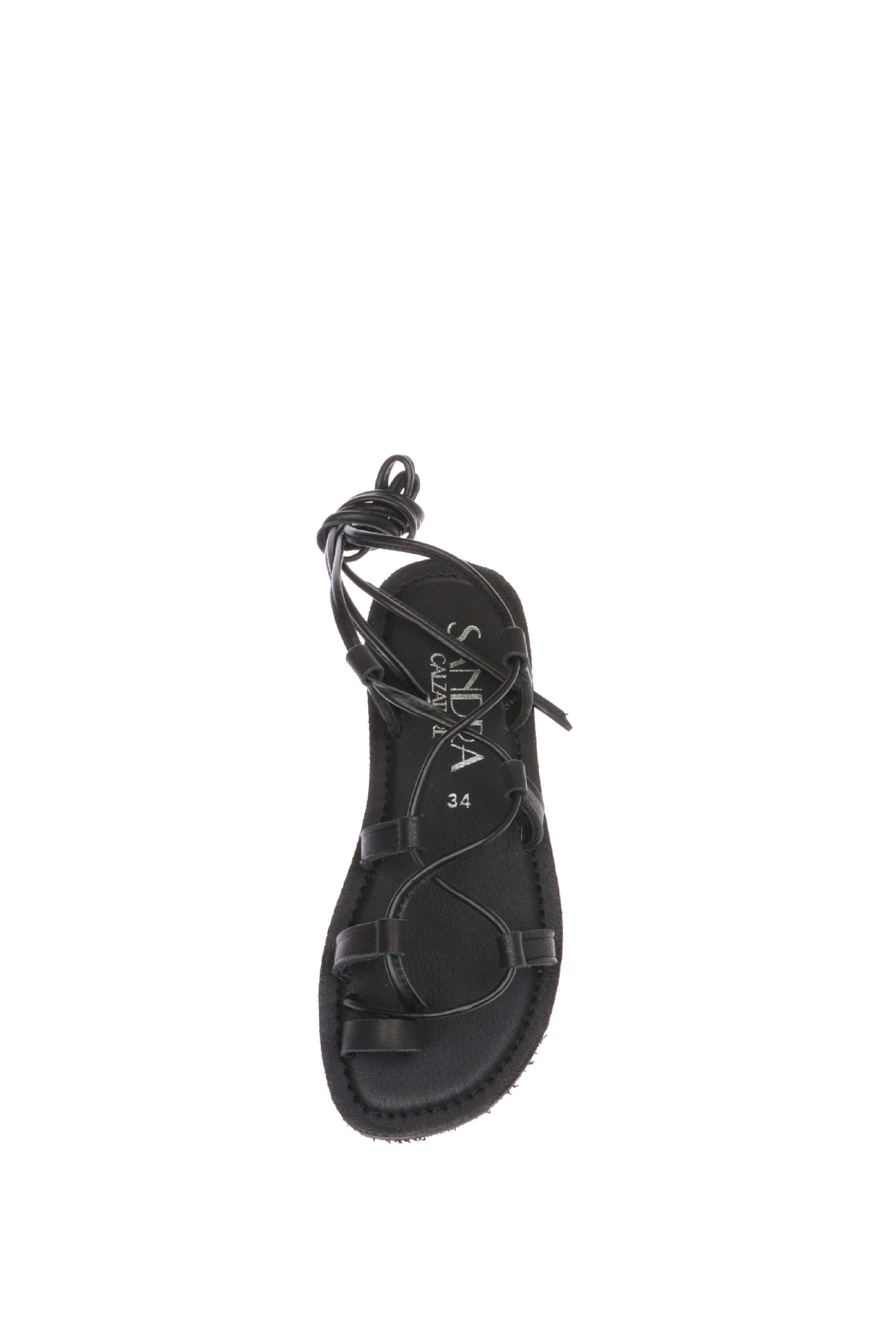 Sandalo salentino infradito nero allacciato Sandra Calzature 817