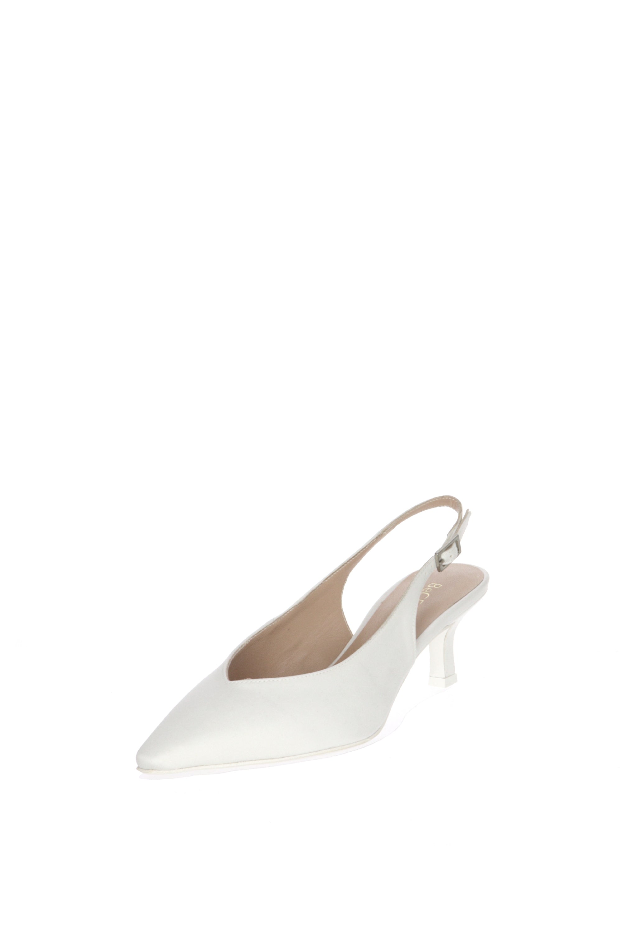 Slingback sposa in raso bianco seta