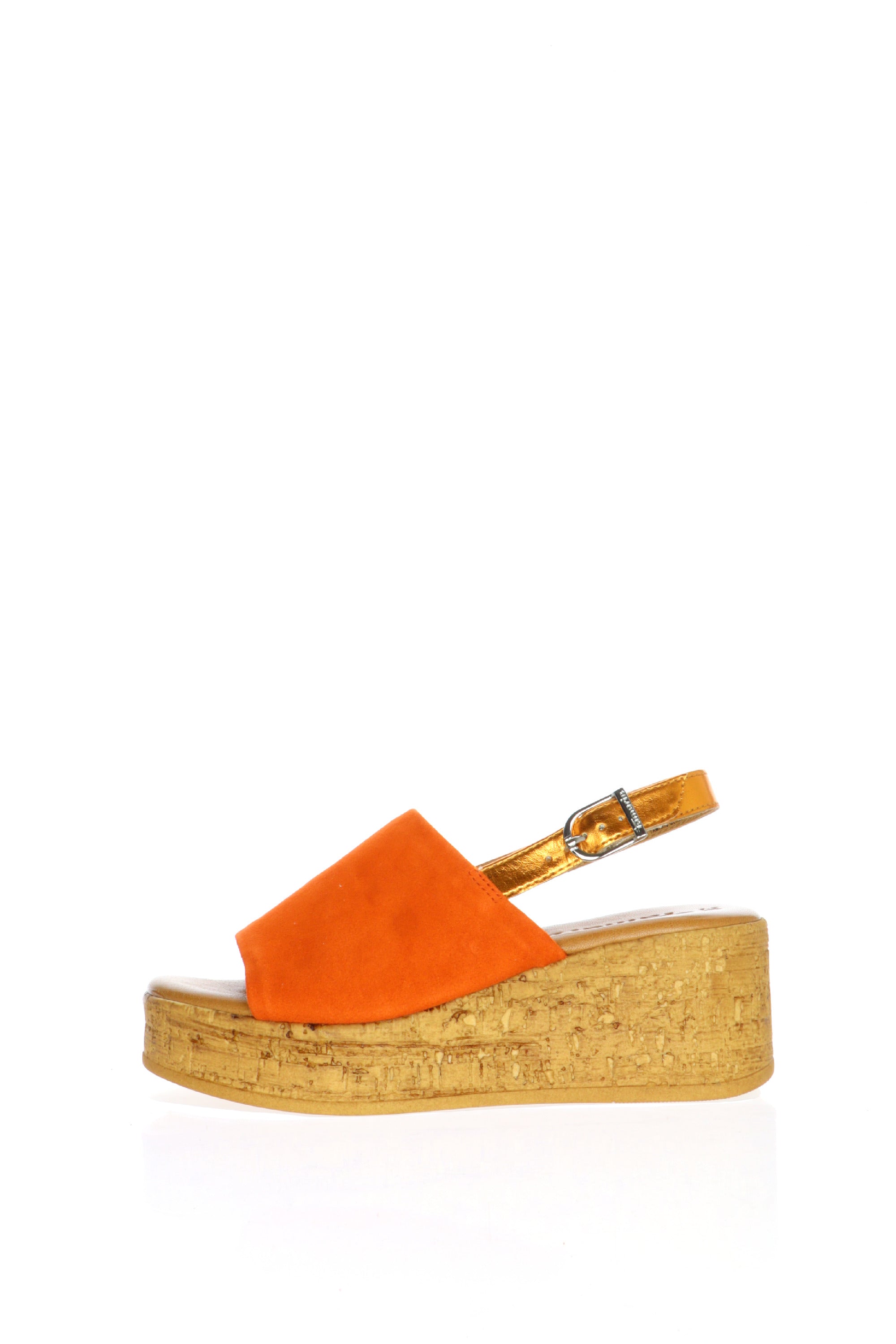 Sandalo fascione arancio con zeppa Tamaris