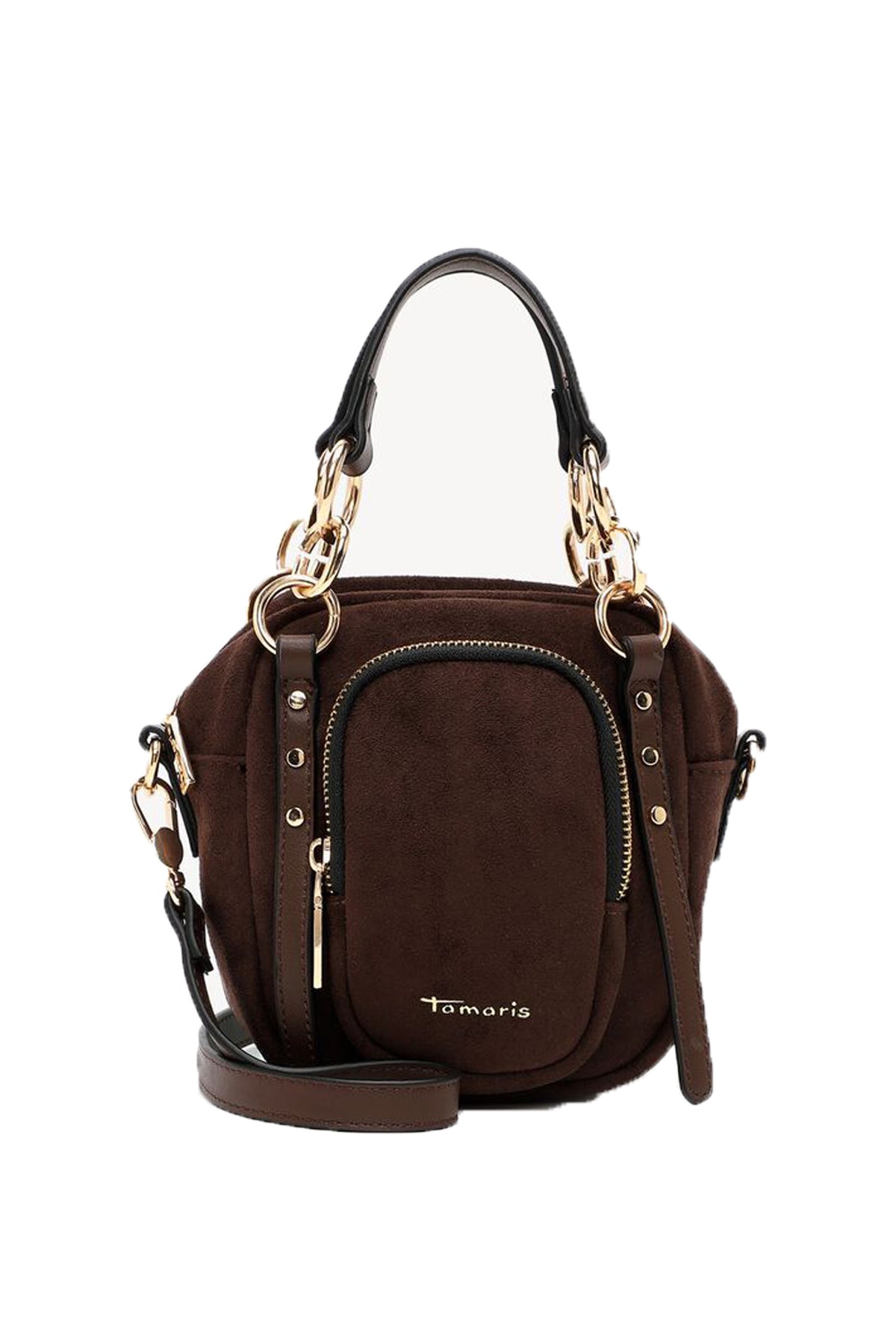 Borsa a mano e tracolla Tamaris marrone bordeaux nero con tasca frontale