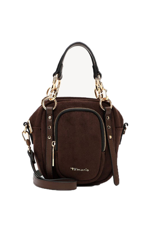 Borsa a mano e tracolla Tamaris marrone bordeaux nero con tasca frontale - 1