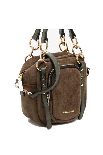 Borsa a mano e tracolla Tamaris marrone bordeaux nero con tasca frontale - 12