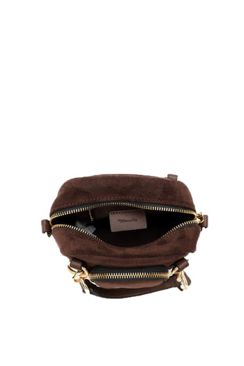 Borsa a mano e tracolla Tamaris marrone bordeaux nero con tasca frontale - 9