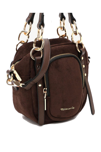 Borsa a mano e tracolla Tamaris marrone bordeaux nero con tasca frontale - 11