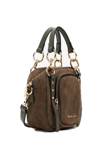 Borsa a mano e tracolla Tamaris marrone bordeaux nero con tasca frontale - 6
