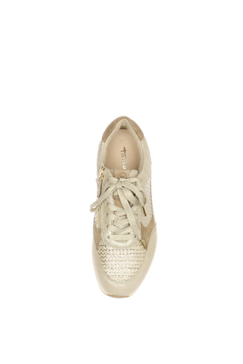 Sneaker beige e oro  con laccio e cerniera - 7