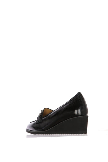 Mocassino scollato nero in pelle con catena plantare estraibile  Anastasio - 5