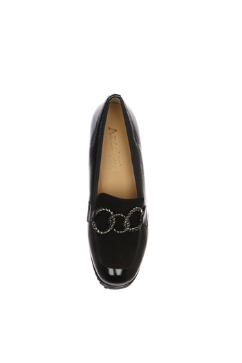 Mocassino scollato nero in pelle con catena plantare estraibile  Anastasio - 3