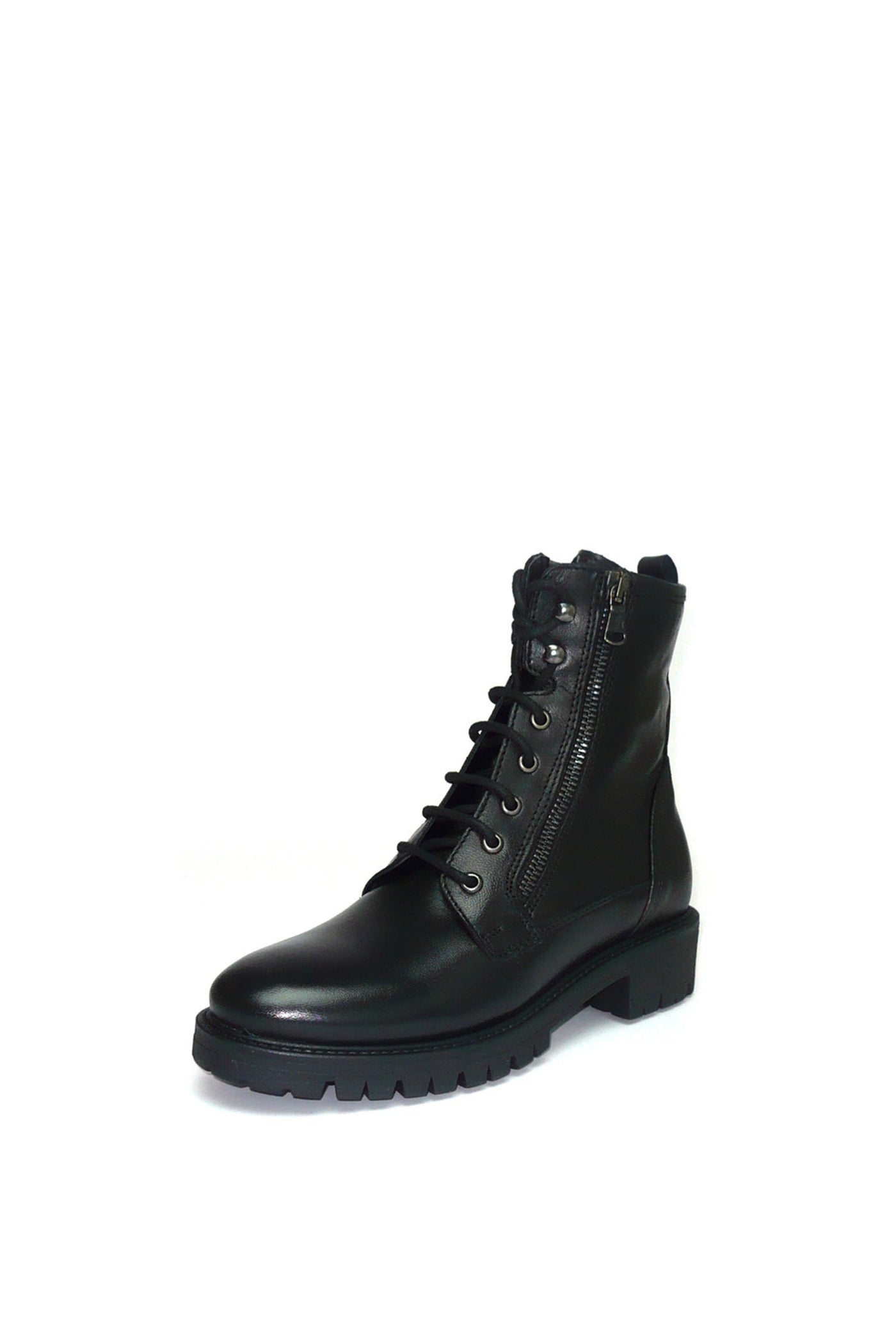 Anfibio in pelle nera lacci e cerniera Cinzia Soft 2
