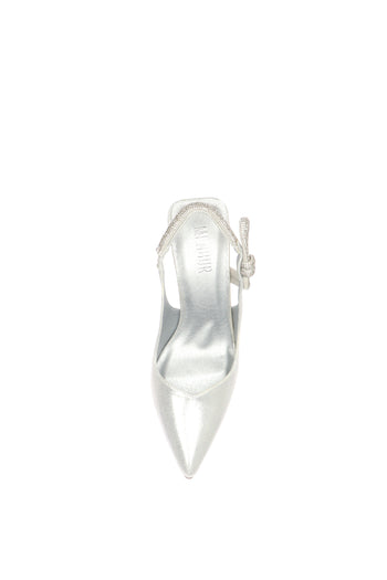 Slingback in tessuto laminato platino e argento con tubo luminoso - 6