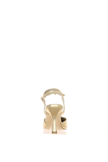 Slingback in tessuto laminato platino e argento tacco sottile - 8