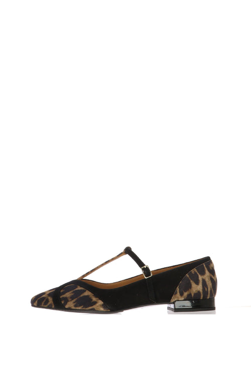 Ballerina con dettagli leopardati e cinturino a T - 1
