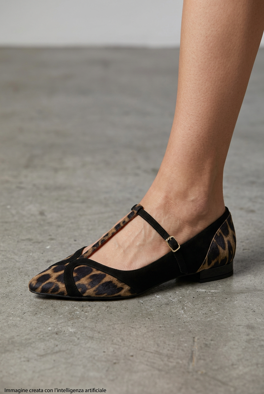 Ballerina con dettagli leopardati e cinturino a T 2