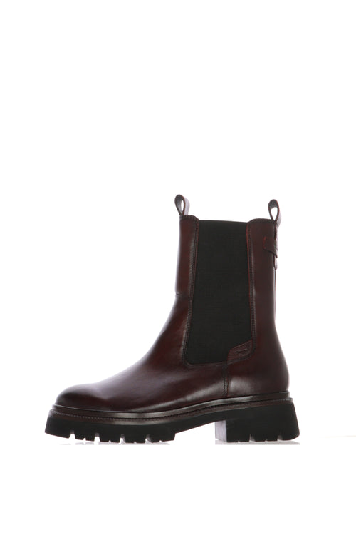 Beatles in pelle bordeaux con suola chunky donna - 1