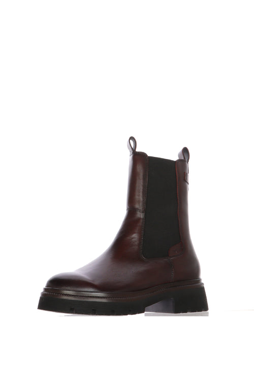 Beatles in pelle bordeaux con suola chunky donna - 2
