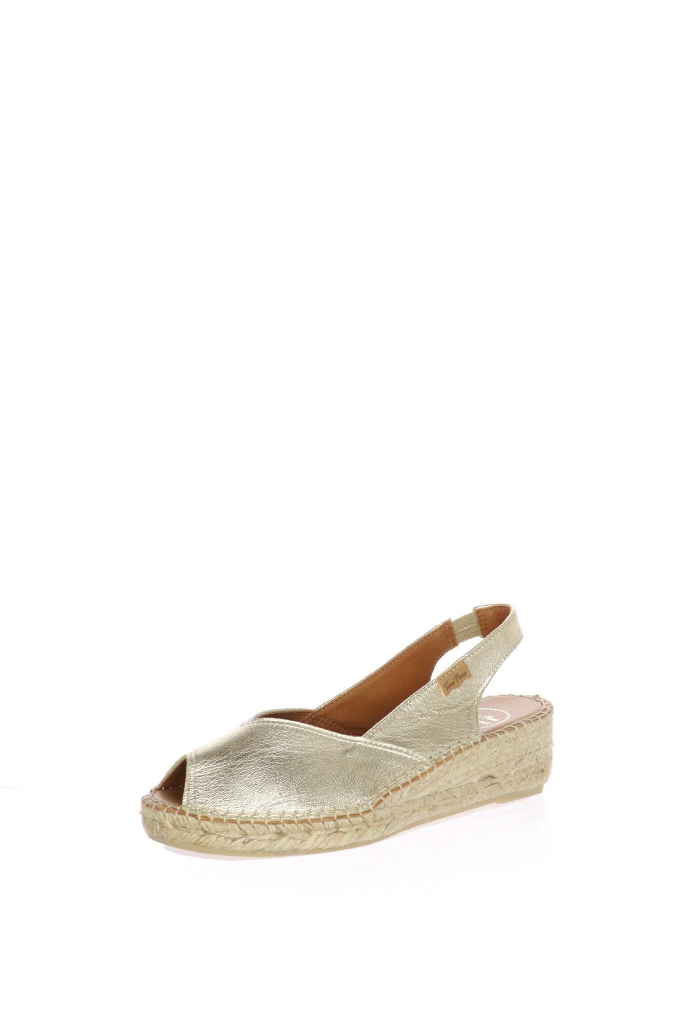 Sandalo espadrillas in pelle laminata platino Toni Pons