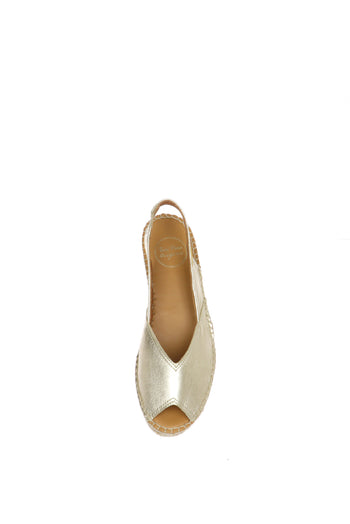 Sandalo espadrillas in pelle laminata platino Toni Pons - 6