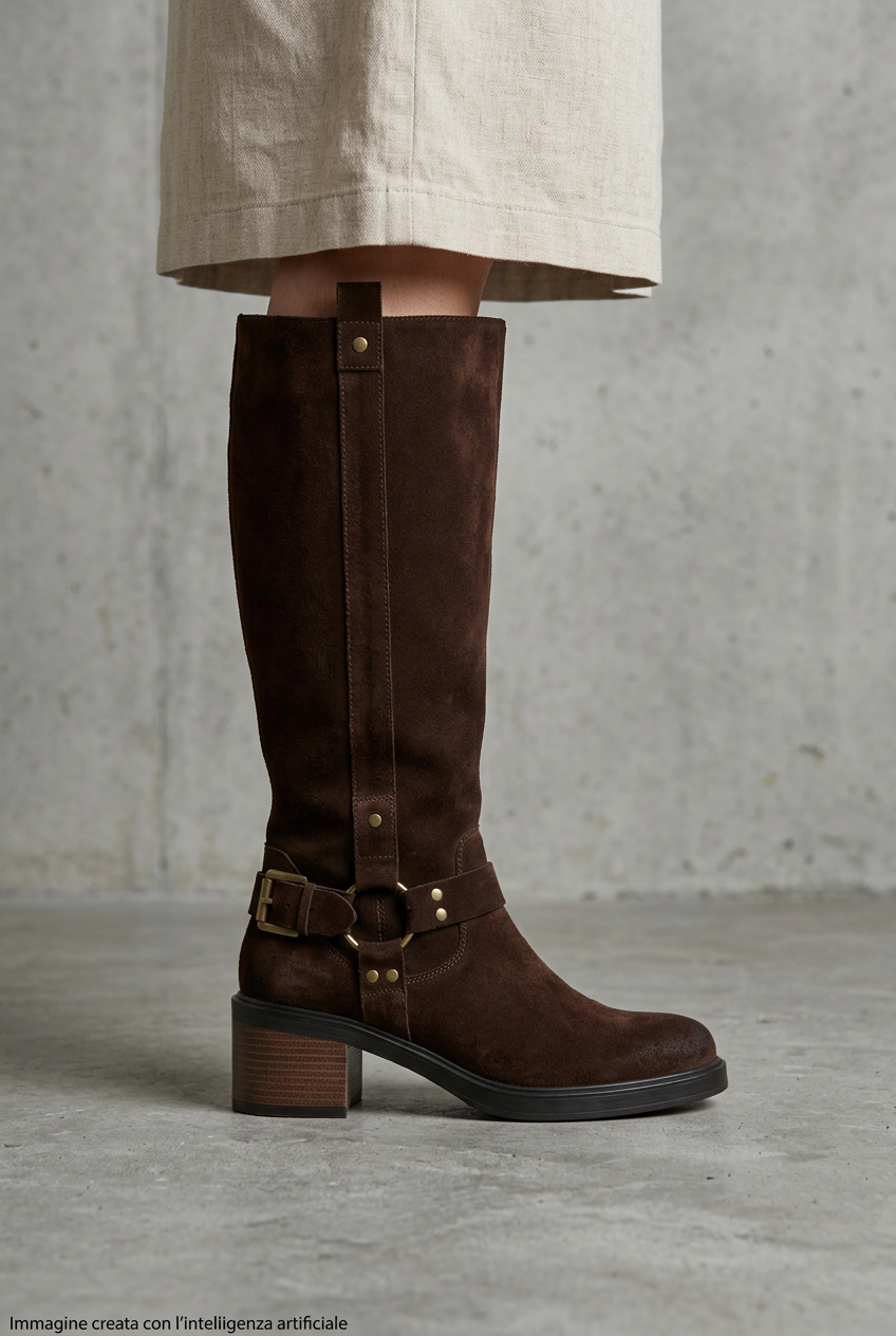 Biker donna in camoscio marrone 2