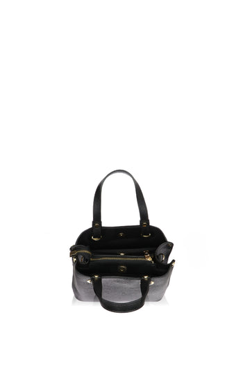 Borsa a mano nera in pelle e camoscio made in Italy - 5