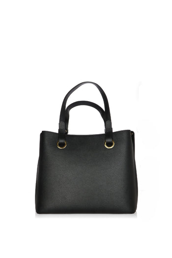 Borsa a mano nera in pelle e camoscio made in Italy - 7