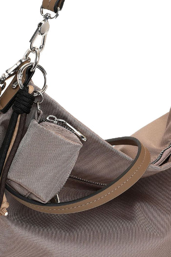 Borsa a spalla e tracolla Tamaris nera e tortora con tasca frontale e mini pochette - 6