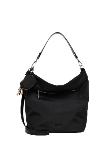 Borsa a spalla e tracolla Tamaris nera e tortora con tasca frontale e mini pochette - 3