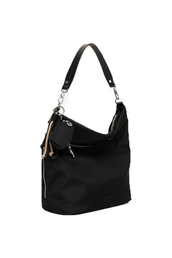 Borsa a spalla e tracolla Tamaris nera e tortora con tasca frontale e mini pochette - 7