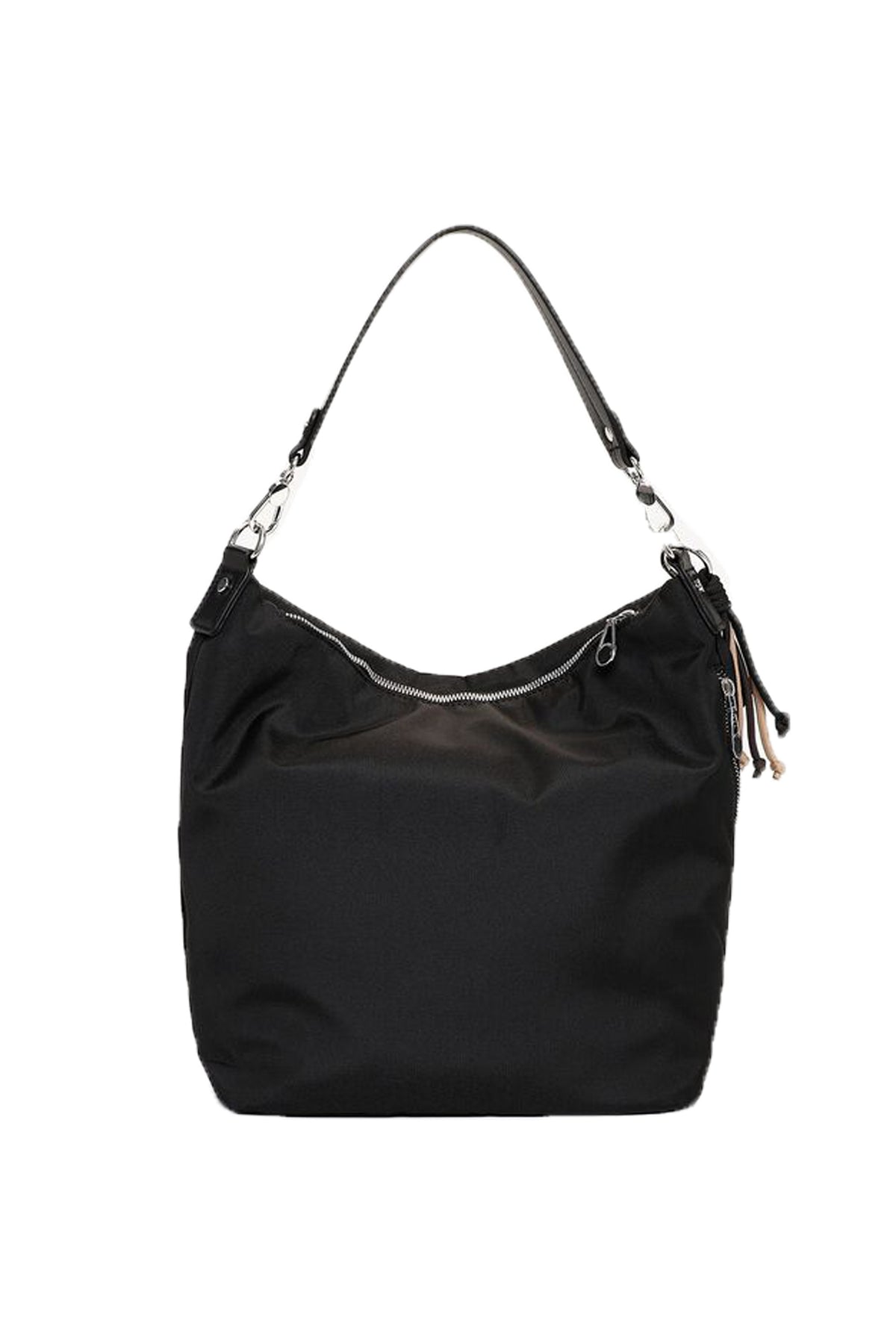 Borsa a spalla e tracolla Tamaris nera e tortora con tasca frontale e mini pochette