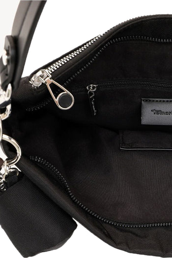 Borsa a spalla e tracolla Tamaris nera e tortora con tasca frontale e mini pochette - 10