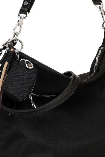 Borsa a spalla e tracolla Tamaris nera e tortora con tasca frontale e mini pochette - 5