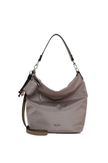 Borsa a spalla e tracolla Tamaris nera e tortora con tasca frontale e mini pochette - 9