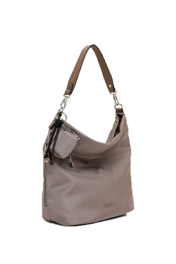 Borsa a spalla e tracolla Tamaris nera e tortora con tasca frontale e mini pochette - 8