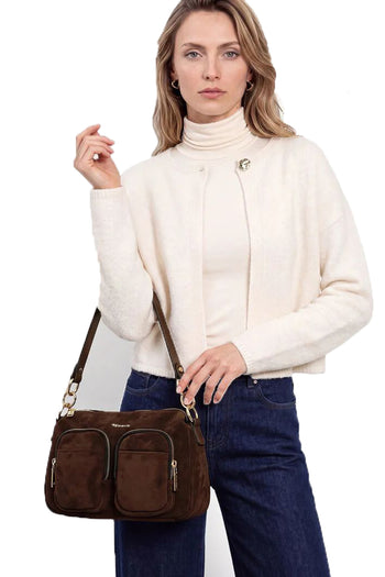 Borsa a spalla tamaris nera marrone verde con tasche frontali - 3