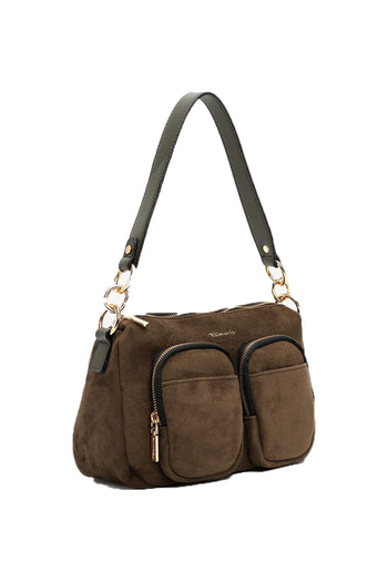 Borsa a spalla tamaris nera marrone verde con tasche frontali - 12