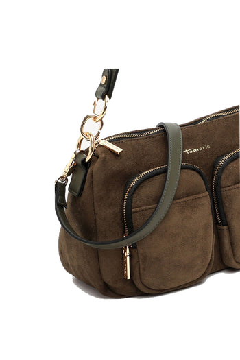 Borsa a spalla tamaris nera marrone verde con tasche frontali - 6