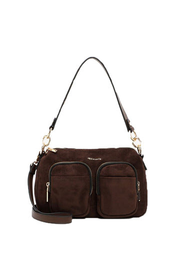 Borsa a spalla tamaris nera marrone verde con tasche frontali - 5