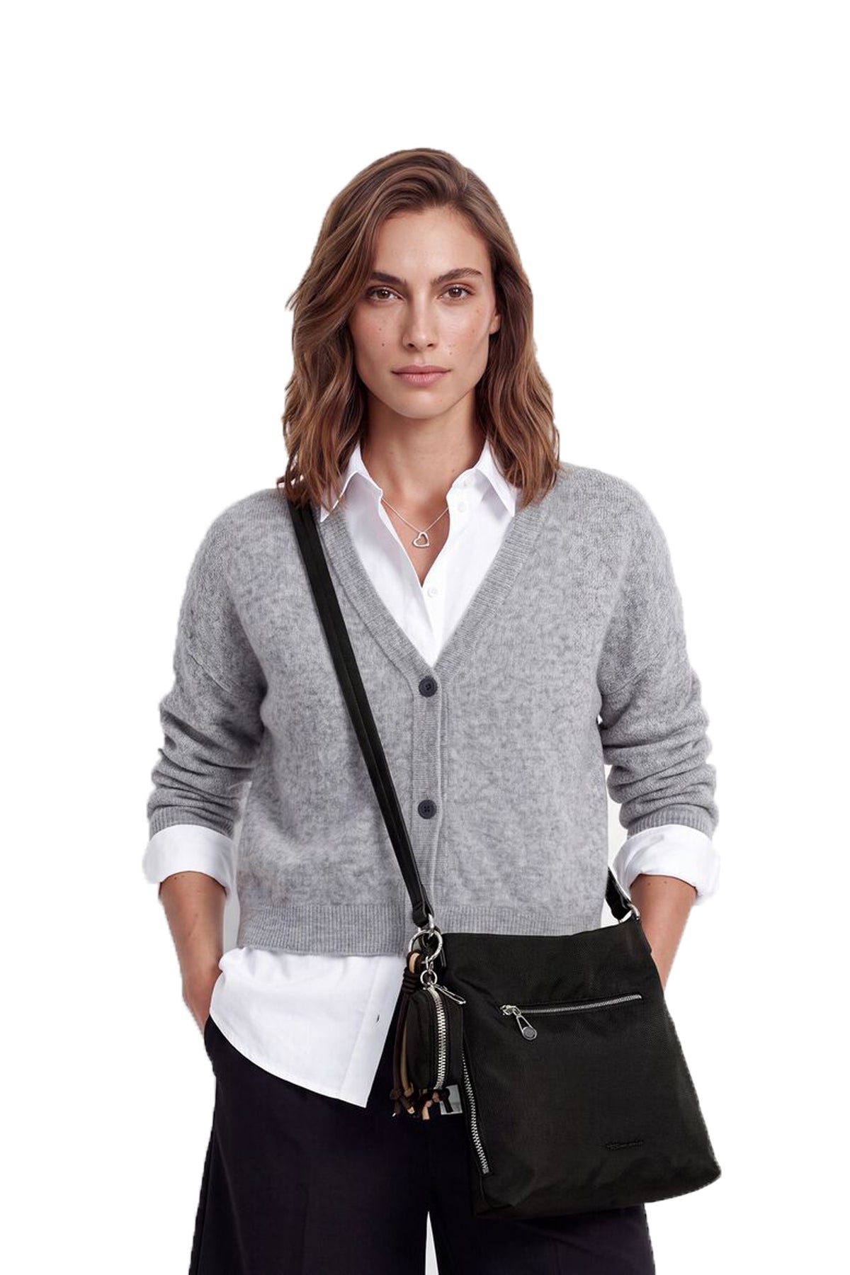 Borsa a tracolla Tamaris nera con tasca frontale e accessorio mini  pochette 2