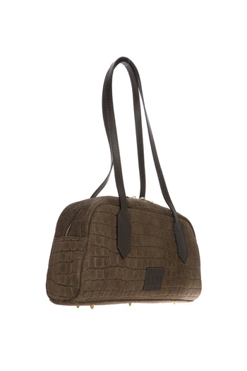 Borsa baguette marrone cioccolato I AM in vera pelle stampa cocco - 3