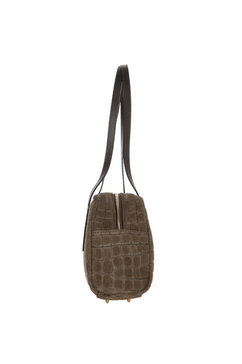 Borsa baguette marrone cioccolato I AM in vera pelle stampa cocco - 4