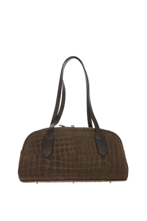 Borsa baguette marrone cioccolato I AM in vera pelle stampa cocco - 2