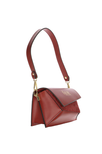 Borsa piccola design geometrico I AM in vera pelle bordeaux - 3